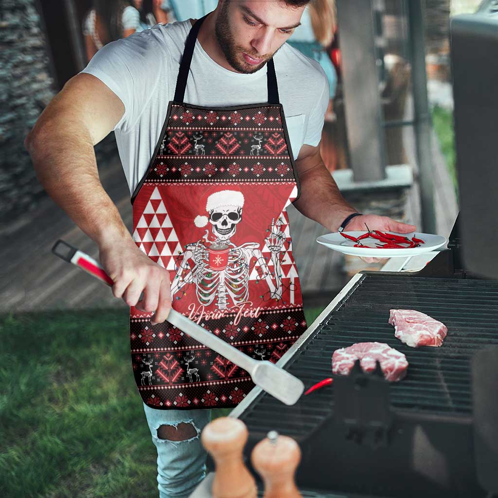 Personalized Hawaii Skull Christmas Apron Mele Kalikimaka Hawaiian Kakau - Polynesian Pride