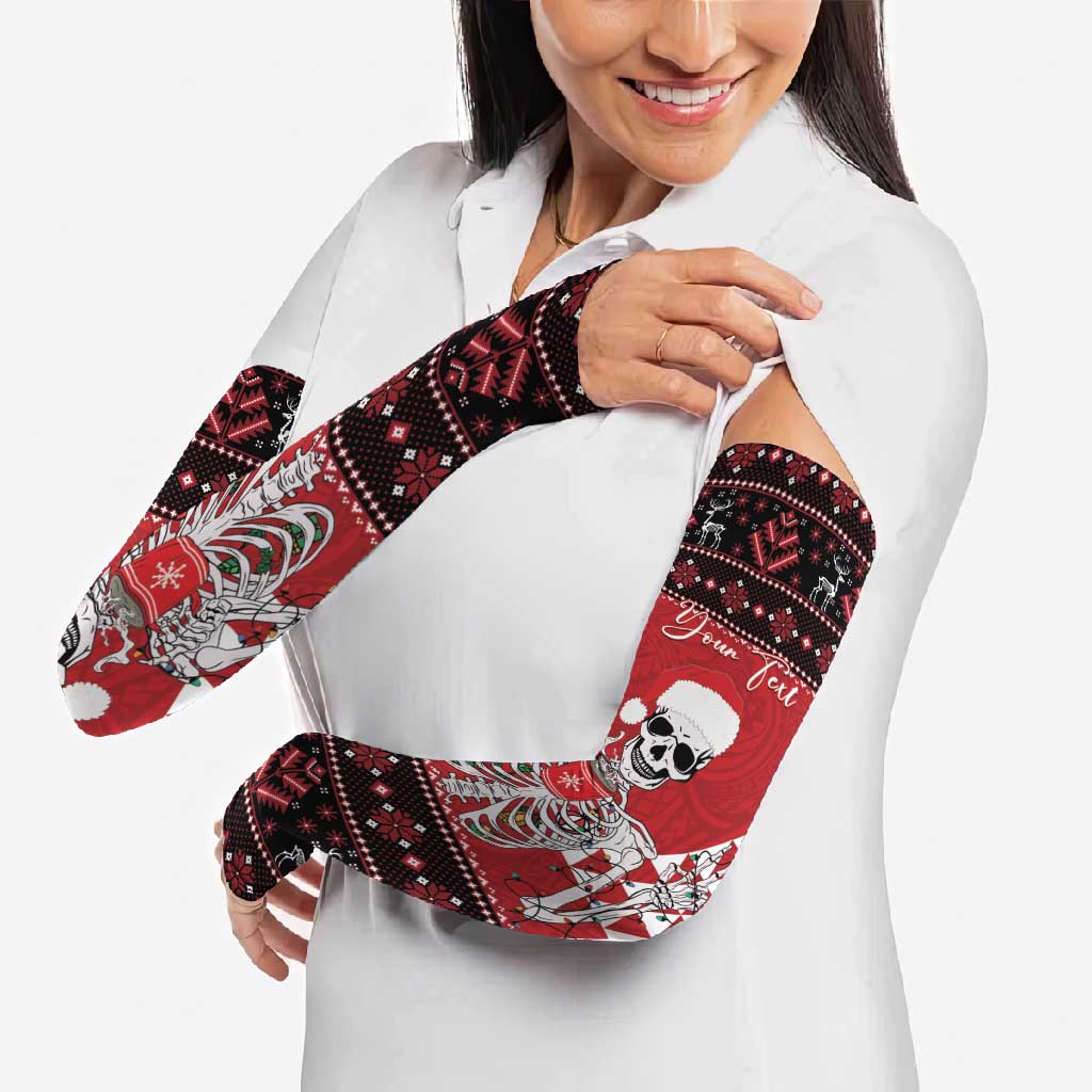 Personalized Hawaii Skull Christmas Arm Sleeves Mele Kalikimaka Hawaiian Kakau - Polynesian Pride