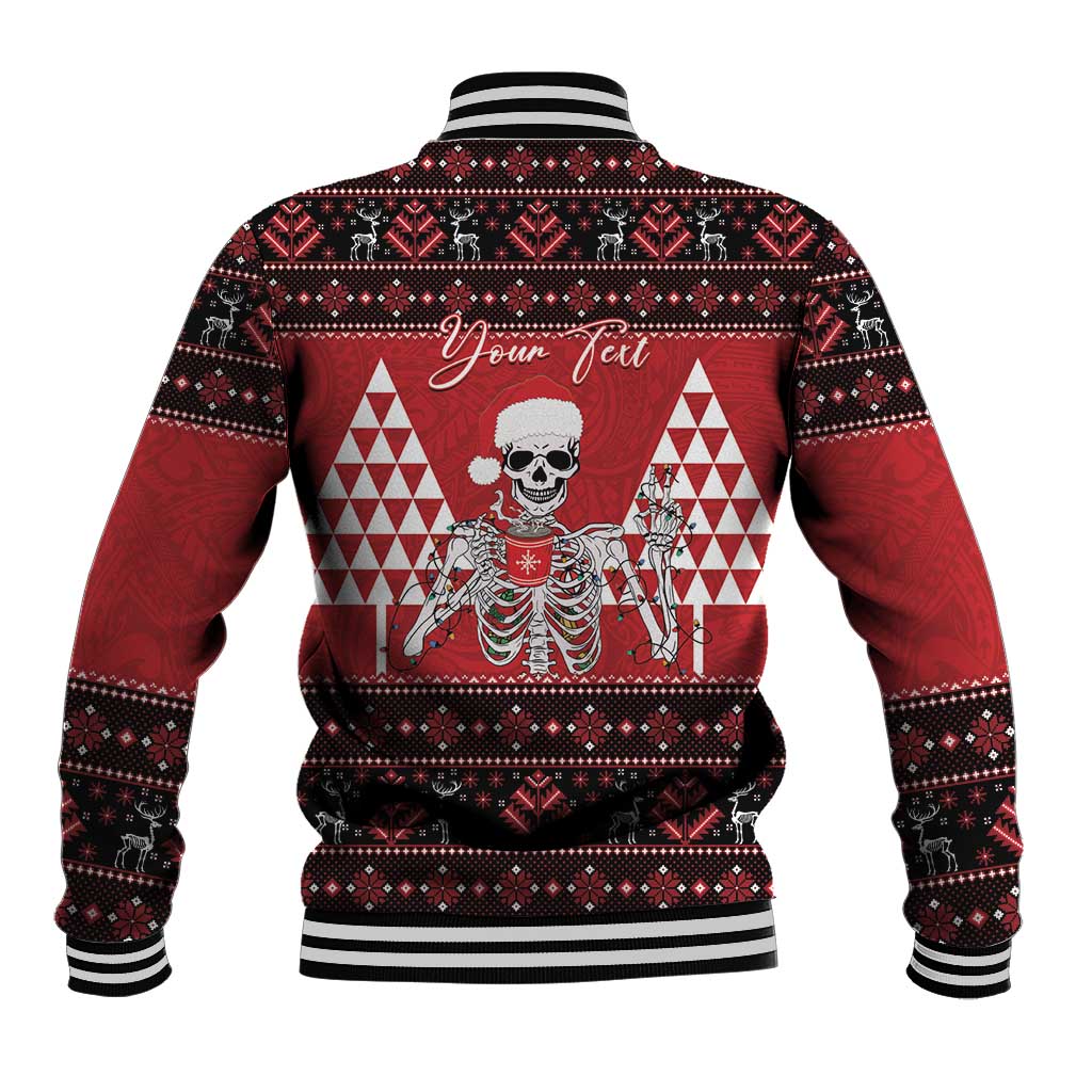 Personalized Hawaii Skull Christmas Baseball Jacket Mele Kalikimaka Hawaiian Kakau - Polynesian Pride