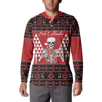 Personalized Hawaii Skull Christmas Button Sweatshirt Mele Kalikimaka Hawaiian Kakau LT14 - Polynesian Pride
