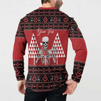 Personalized Hawaii Skull Christmas Button Sweatshirt Mele Kalikimaka Hawaiian Kakau LT14 - Polynesian Pride