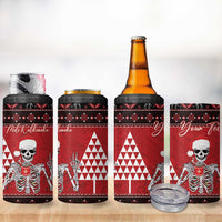 Personalized Hawaii Skull Christmas 4 in 1 Can Cooler Tumbler Mele Kalikimaka Hawaiian Kakau LT14 - Polynesian Pride