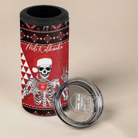 Personalized Hawaii Skull Christmas 4 in 1 Can Cooler Tumbler Mele Kalikimaka Hawaiian Kakau LT14 - Polynesian Pride