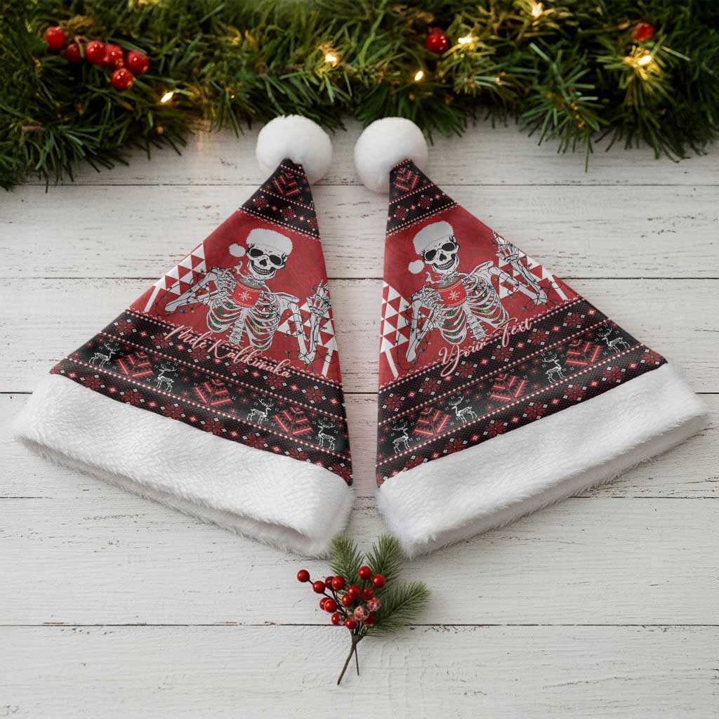 Personalized Hawaii Skull Christmas Santa Hat Mele Kalikimaka Hawaiian Kakau - Polynesian Pride