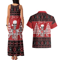 Personalized Hawaii Skull Christmas Couples Matching Tank Maxi Dress and Hawaiian Shirt Mele Kalikimaka Hawaiian Kakau LT14 - Polynesian Pride
