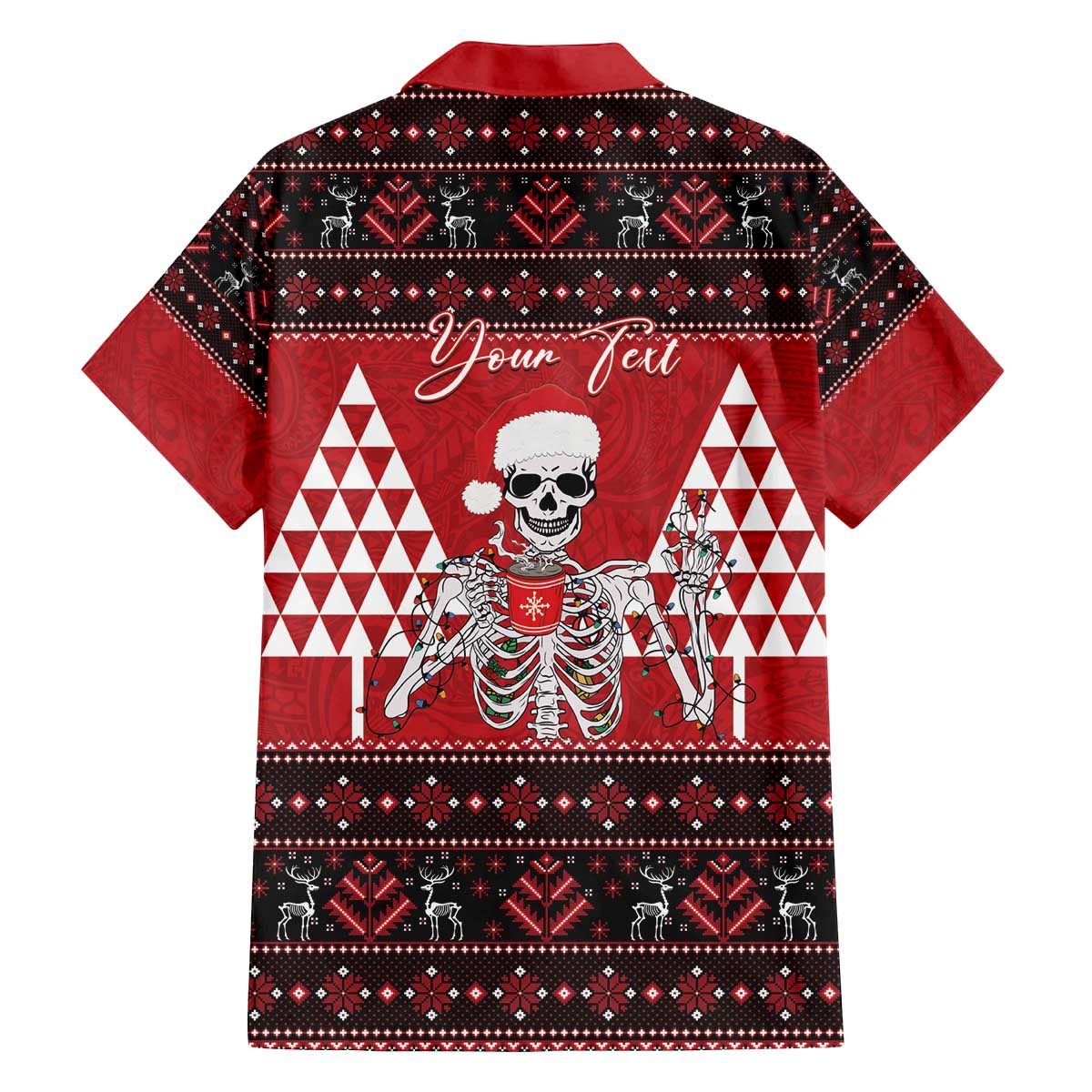 Personalized Hawaii Skull Christmas Family Matching Off The Shoulder Long Sleeve Dress and Hawaiian Shirt Mele Kalikimaka Hawaiian Kakau LT14 - Polynesian Pride