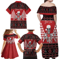 Personalized Hawaii Skull Christmas Family Matching Off Shoulder Maxi Dress and Hawaiian Shirt Mele Kalikimaka Hawaiian Kakau LT14 - Polynesian Pride