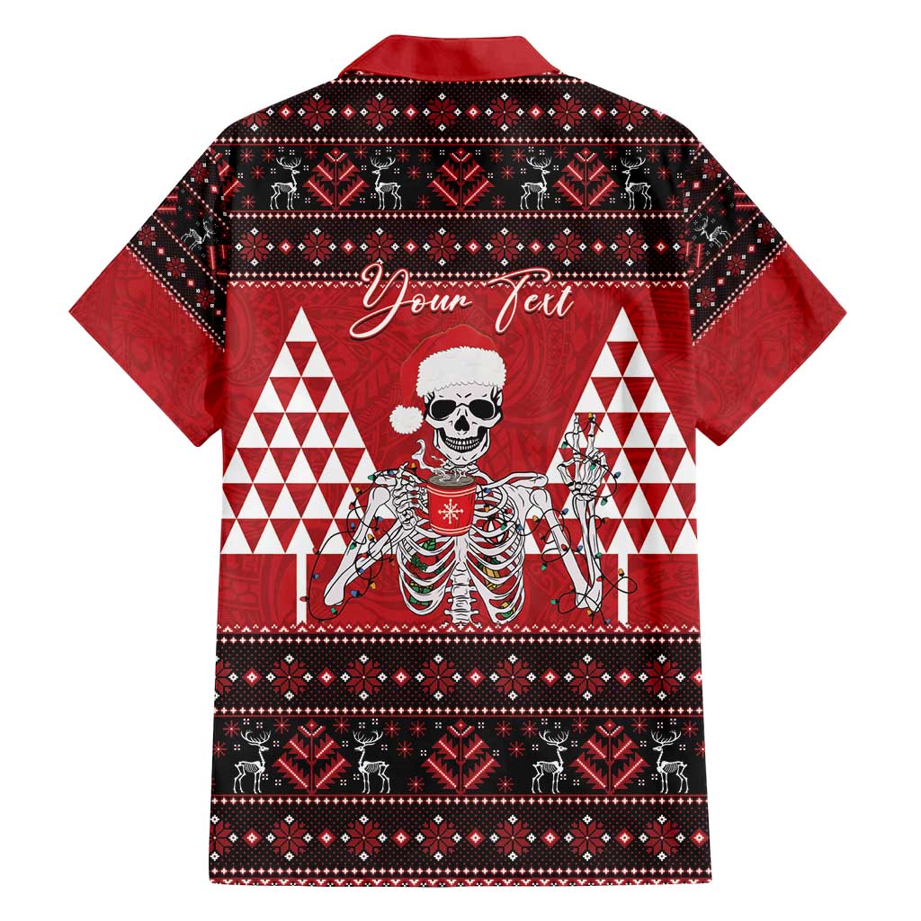 Personalized Hawaii Skull Christmas Family Matching Off Shoulder Maxi Dress and Hawaiian Shirt Mele Kalikimaka Hawaiian Kakau LT14 - Polynesian Pride
