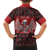 Personalized Hawaii Skull Christmas Family Matching Off Shoulder Short Dress and Hawaiian Shirt Mele Kalikimaka Hawaiian Kakau LT14 - Polynesian Pride