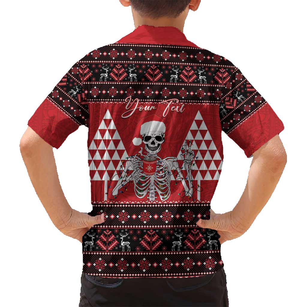 Personalized Hawaii Skull Christmas Family Matching Puletasi and Hawaiian Shirt Mele Kalikimaka Hawaiian Kakau LT14 - Polynesian Pride