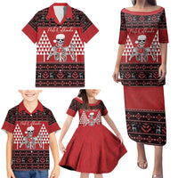 Personalized Hawaii Skull Christmas Family Matching Puletasi and Hawaiian Shirt Mele Kalikimaka Hawaiian Kakau LT14 - Polynesian Pride