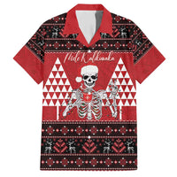 Personalized Hawaii Skull Christmas Family Matching Summer Maxi Dress and Hawaiian Shirt Mele Kalikimaka Hawaiian Kakau LT14 Dad's Shirt - Short Sleeve Red - Polynesian Pride