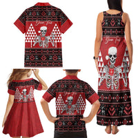 Personalized Hawaii Skull Christmas Family Matching Tank Maxi Dress and Hawaiian Shirt Mele Kalikimaka Hawaiian Kakau LT14 - Polynesian Pride