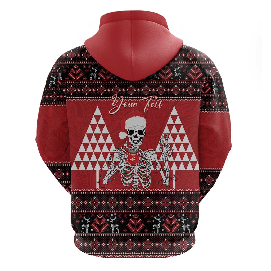 Personalized Hawaii Skull Christmas Hoodie Mele Kalikimaka Hawaiian Kakau - Polynesian Pride