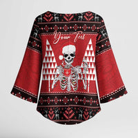 Personalized Hawaii Skull Christmas Kimono Sleeve Blouse Mele Kalikimaka Hawaiian Kakau LT14 - Polynesian Pride