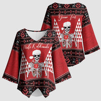 Personalized Hawaii Skull Christmas Kimono Sleeve Blouse Mele Kalikimaka Hawaiian Kakau LT14 - Polynesian Pride