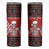 Personalized Hawaii Skull Christmas Skinny Tumbler Mele Kalikimaka Hawaiian Kakau LT14 Red - Polynesian Pride