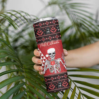 Personalized Hawaii Skull Christmas Skinny Tumbler Mele Kalikimaka Hawaiian Kakau LT14 - Polynesian Pride