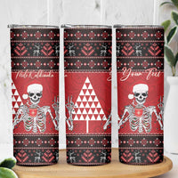 Personalized Hawaii Skull Christmas Skinny Tumbler Mele Kalikimaka Hawaiian Kakau LT14 - Polynesian Pride