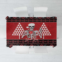 Personalized Hawaii Skull Christmas Tablecloth Mele Kalikimaka Hawaiian Kakau LT14 Red - Polynesian Pride