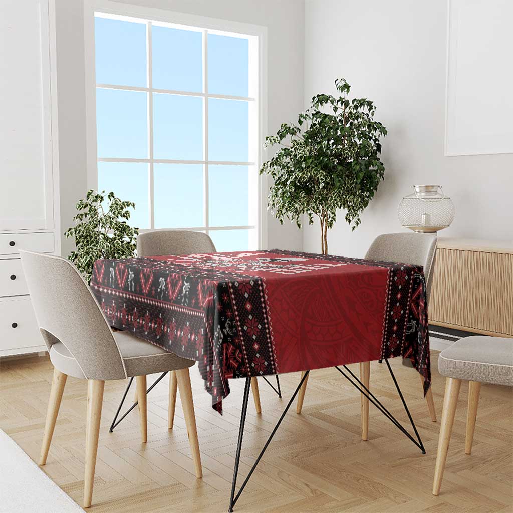 Personalized Hawaii Skull Christmas Tablecloth Mele Kalikimaka Hawaiian Kakau LT14 - Polynesian Pride