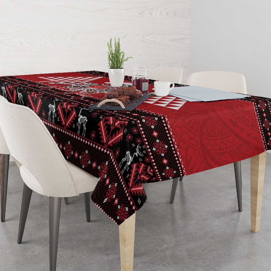 Personalized Hawaii Skull Christmas Tablecloth Mele Kalikimaka Hawaiian Kakau LT14 - Polynesian Pride