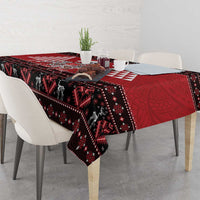 Personalized Hawaii Skull Christmas Tablecloth Mele Kalikimaka Hawaiian Kakau LT14 - Polynesian Pride