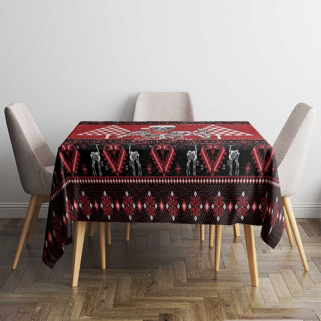 Personalized Hawaii Skull Christmas Tablecloth Mele Kalikimaka Hawaiian Kakau LT14 - Polynesian Pride
