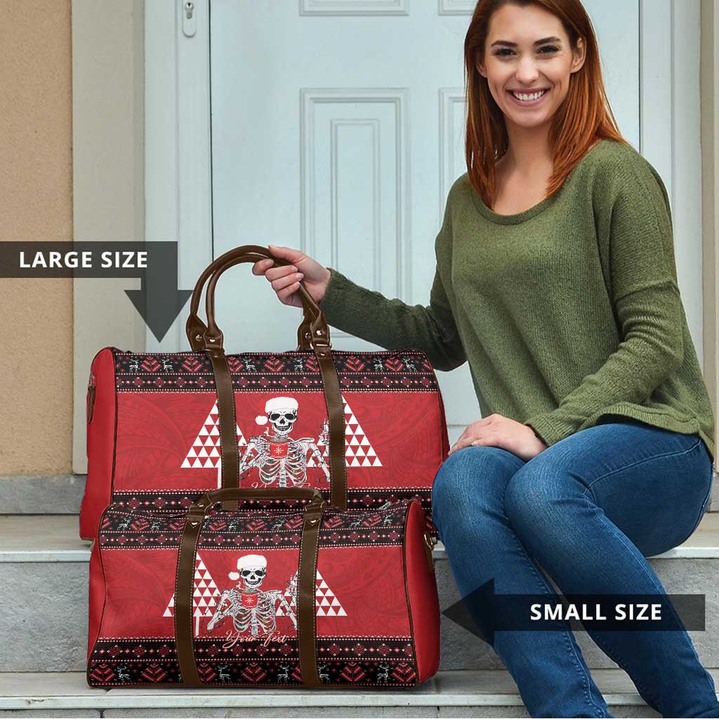 Personalized Hawaii Skull Christmas Travel Bag Mele Kalikimaka Hawaiian Kakau - Polynesian Pride