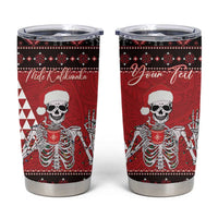 Personalized Hawaii Skull Christmas Tumbler Cup Mele Kalikimaka Hawaiian Kakau LT14 Red - Polynesian Pride