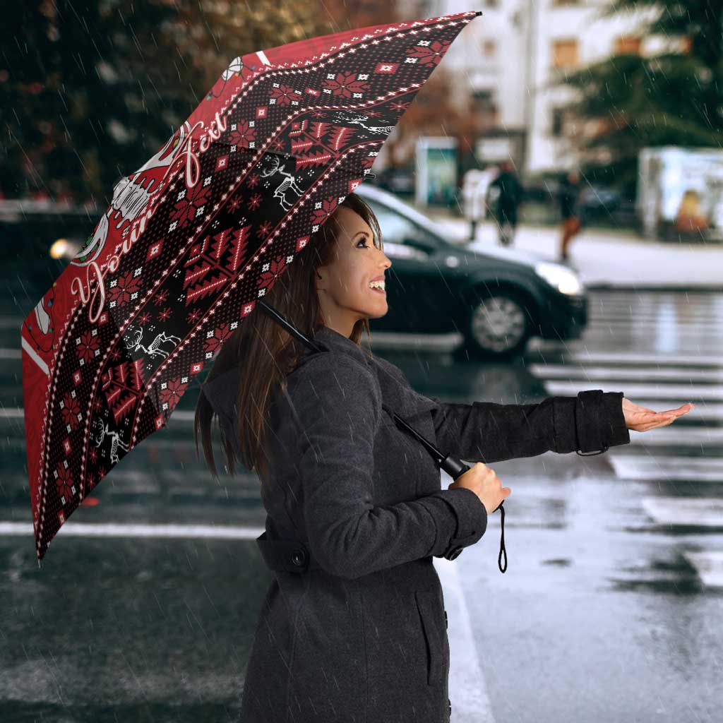 Personalized Hawaii Skull Christmas Umbrella Mele Kalikimaka Hawaiian Kakau - Polynesian Pride