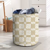 Beige Ngatu Pattern Malo e Lelei Tonga Laundry Basket LT14 Beige - Polynesian Pride