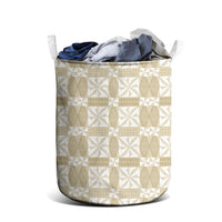 Beige Ngatu Pattern Malo e Lelei Tonga Laundry Basket LT14 - Polynesian Pride