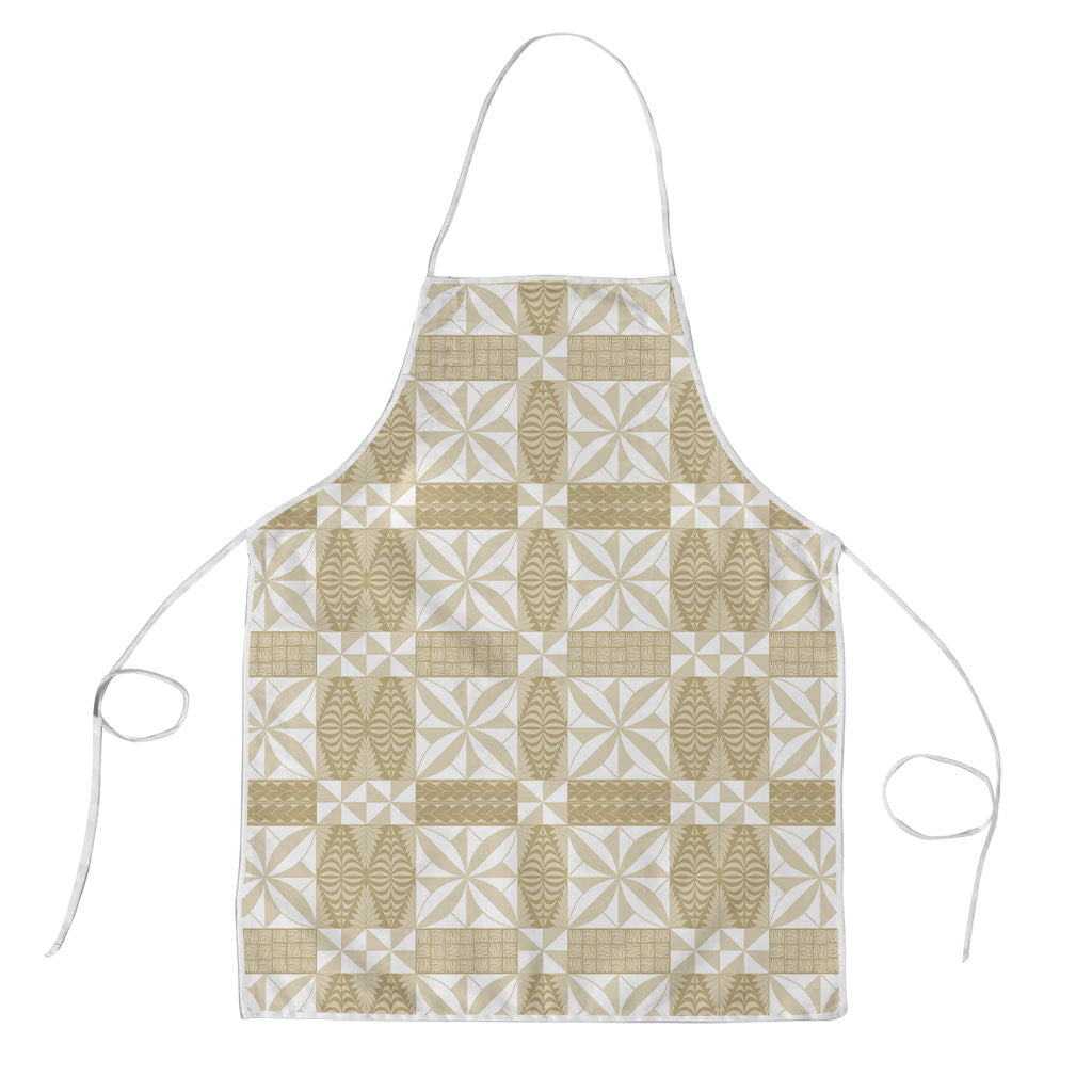 Beige Ngatu Pattern Malo e Lelei Tonga Apron LT14 Beige - Polynesian Pride