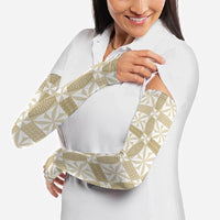Beige Ngatu Pattern Malo e Lelei Tonga Arm Sleeves LT14 - Polynesian Pride