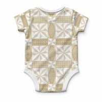 Beige Ngatu Pattern Malo e Lelei Tonga Baby Onesie LT14 - Polynesian Pride