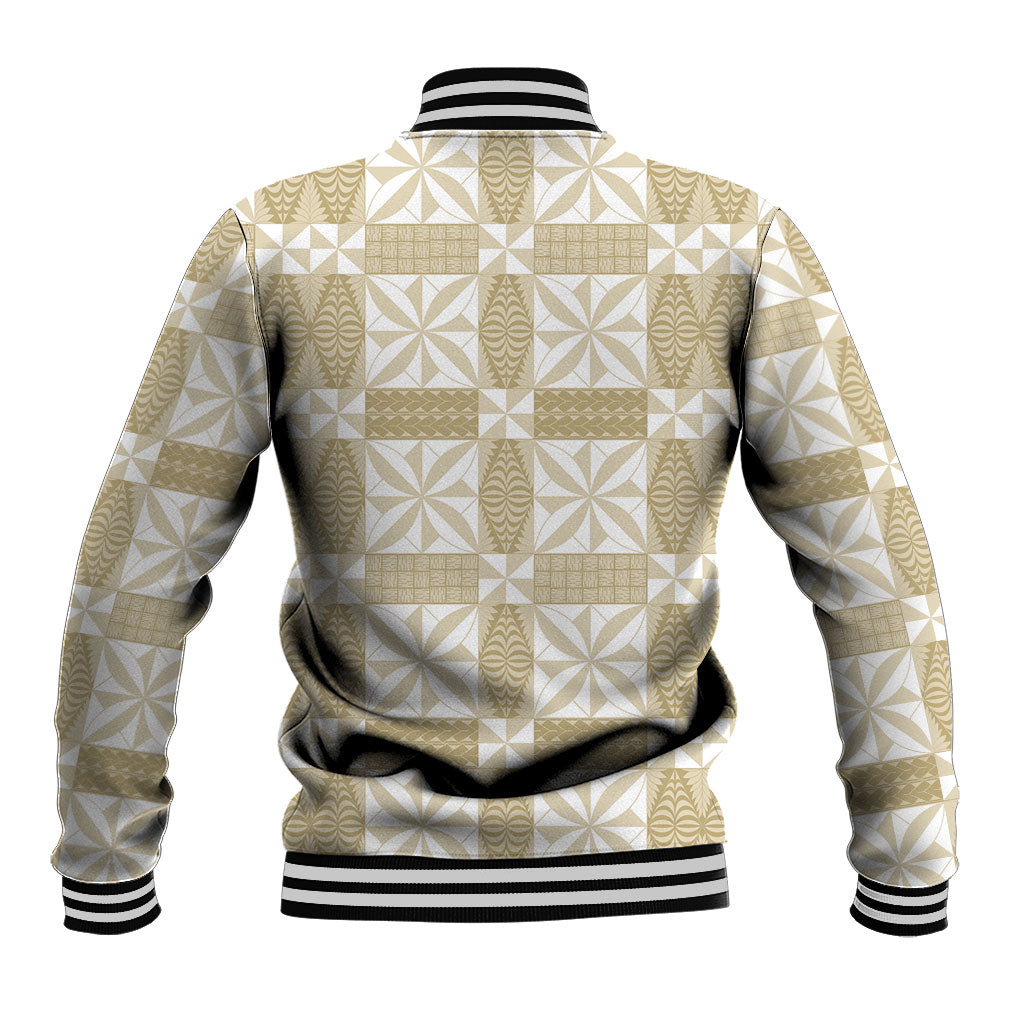 Beige Ngatu Pattern Malo e Lelei Tonga Baseball Jacket LT14 - Polynesian Pride