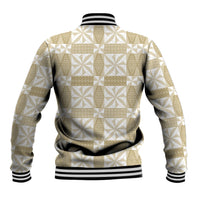 Beige Ngatu Pattern Malo e Lelei Tonga Baseball Jacket LT14 - Polynesian Pride