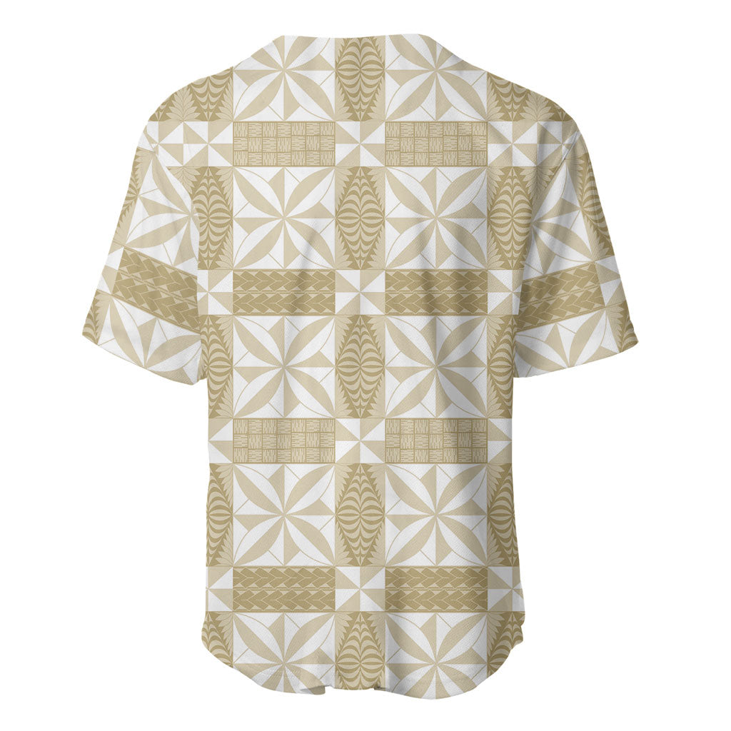 Beige Ngatu Pattern Malo e Lelei Tonga Baseball Jersey LT14 - Polynesian Pride