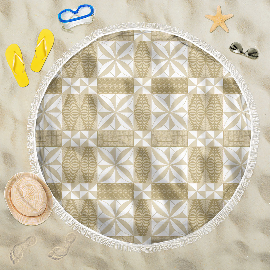 Beige Ngatu Pattern Malo e Lelei Tonga Beach Blanket LT14 One Size 150cm Beige - Polynesian Pride