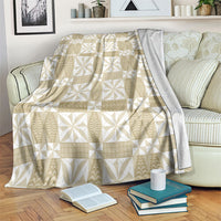 Beige Ngatu Pattern Malo e Lelei Tonga Blanket LT14 Beige - Polynesian Pride