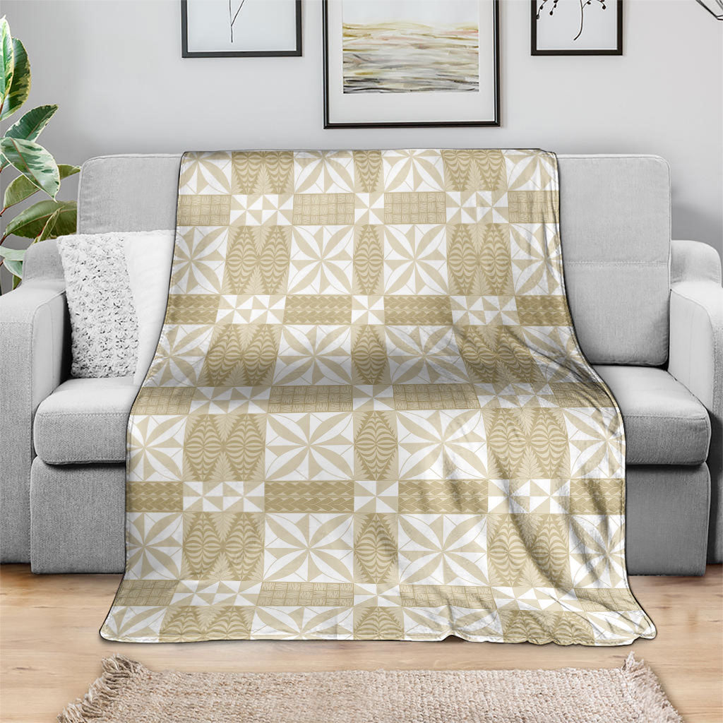 Beige Ngatu Pattern Malo e Lelei Tonga Blanket LT14 - Polynesian Pride