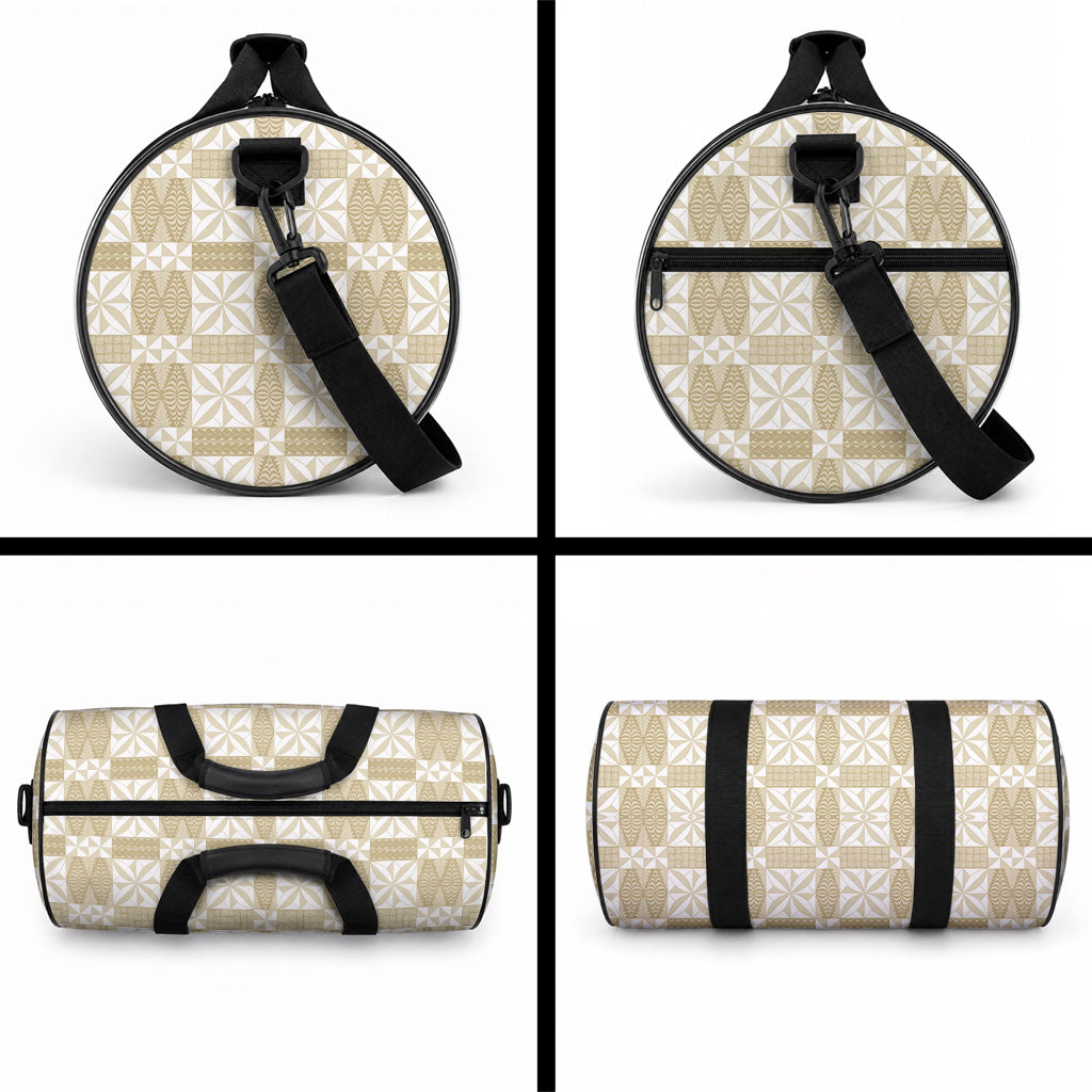 Beige Ngatu Pattern Malo e Lelei Tonga Duffle Bag LT14 - Polynesian Pride