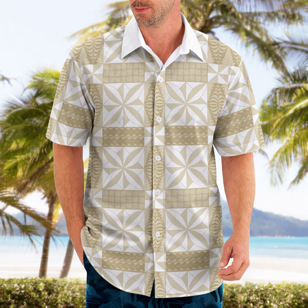 Beige Ngatu Pattern Malo e Lelei Tonga Hawaiian Shirt LT14 - Polynesian Pride