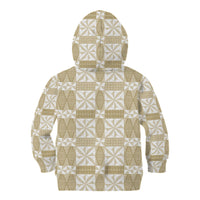 Beige Ngatu Pattern Malo e Lelei Tonga Kid Hoodie LT14 - Polynesian Pride