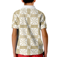 Beige Ngatu Pattern Malo e Lelei Tonga Kid Polo Shirt LT14 - Polynesian Pride