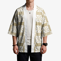 Beige Ngatu Pattern Malo e Lelei Tonga Kimono LT14 - Polynesian Pride