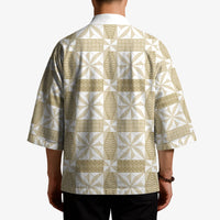 Beige Ngatu Pattern Malo e Lelei Tonga Kimono LT14 - Polynesian Pride