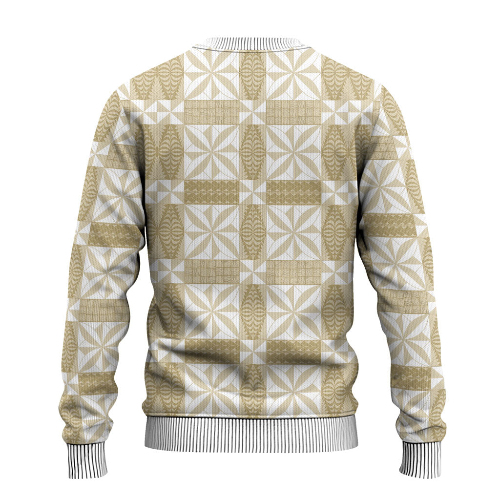 Beige Ngatu Pattern Malo e Lelei Tonga Ugly Christmas Sweater LT14 - Polynesian Pride