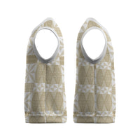 Beige Ngatu Pattern Malo e Lelei Tonga Christmas Knitted V-Neck Vest LT14 - Polynesian Pride
